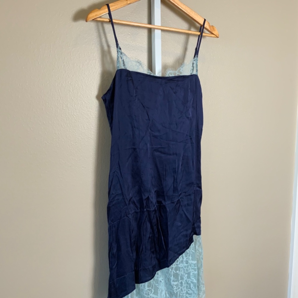 Anthropologie Lace-Trimmed Asymmetrical Midi Slip Dress - Picture 14 of 15